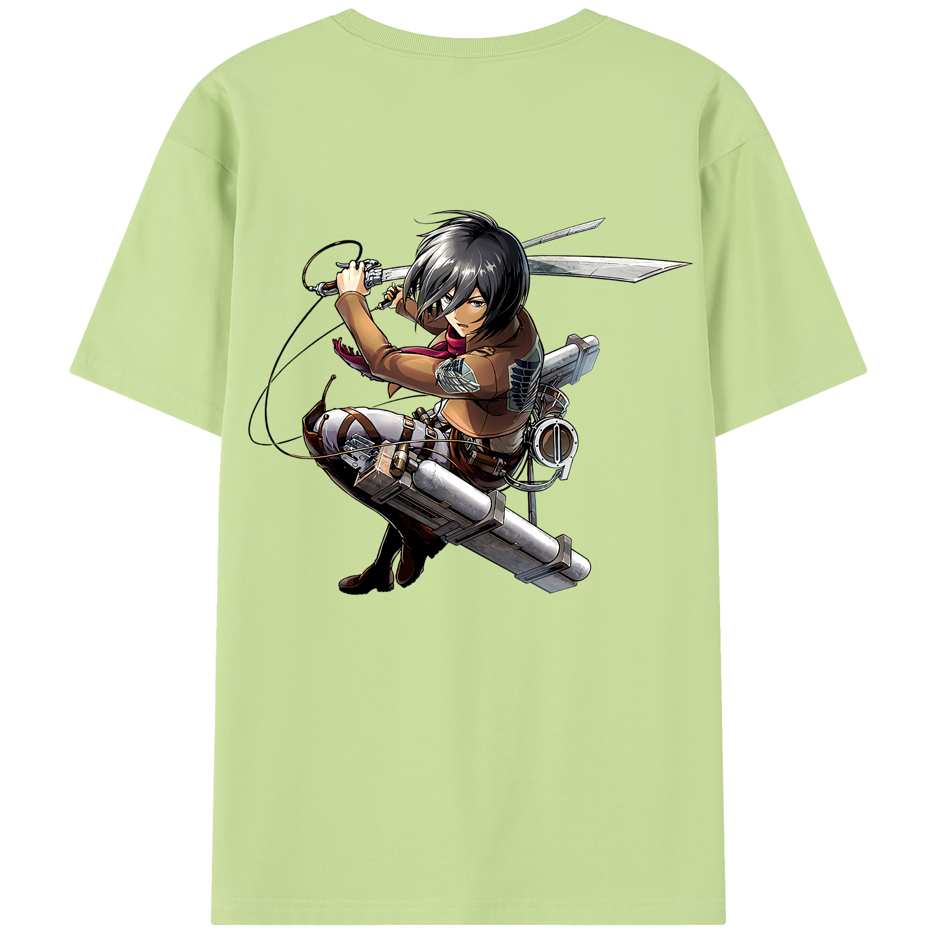 （画像用） 進撃の巨人 ミカサ·アッカーマン Attack on Titan Mikasa Ackerman 綿100％半袖Tシャツ（背面プリント）